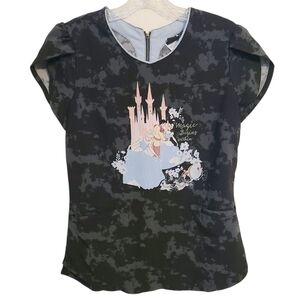 Disney | Women's Disney Princess  Black Scrubs Top (Size Small)